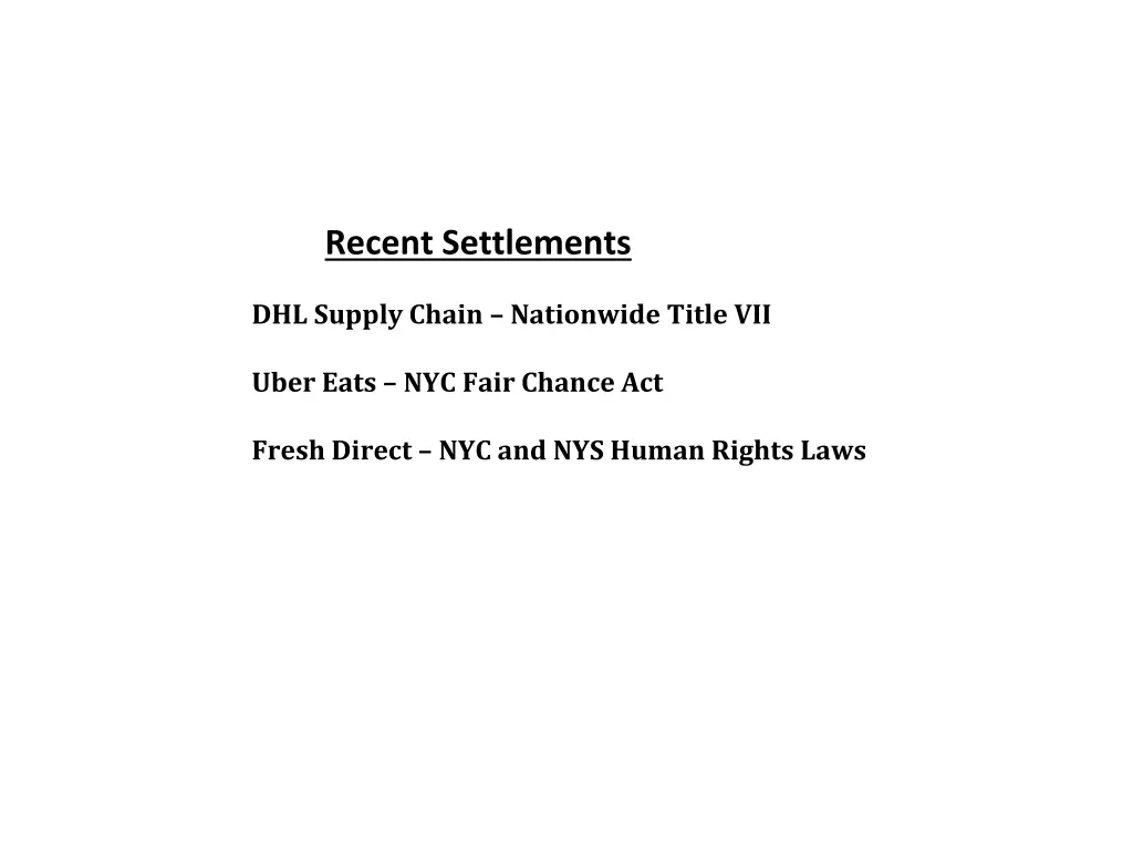 recent settlements