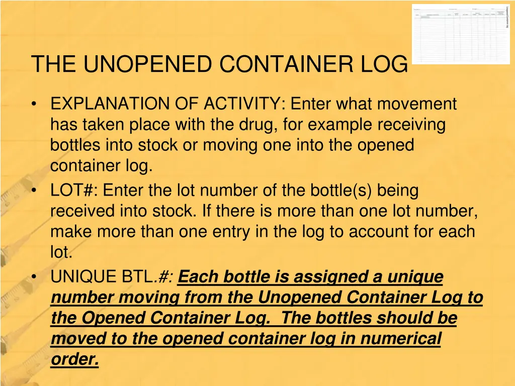 the unopened container log 2