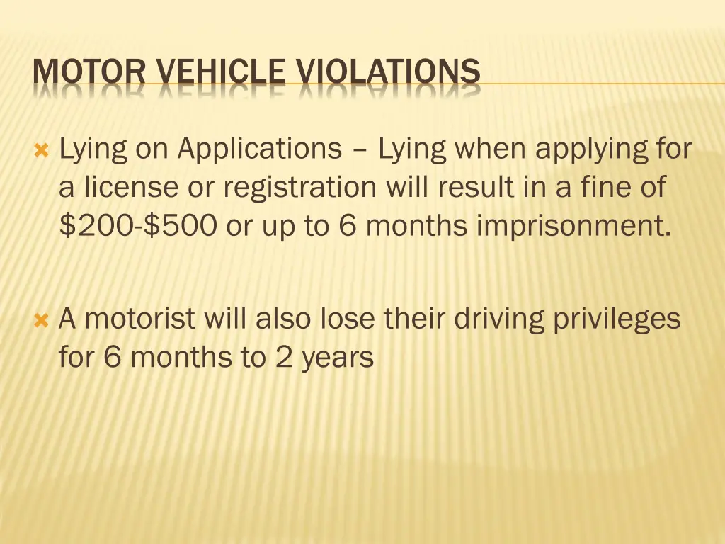 motor vehicle violations