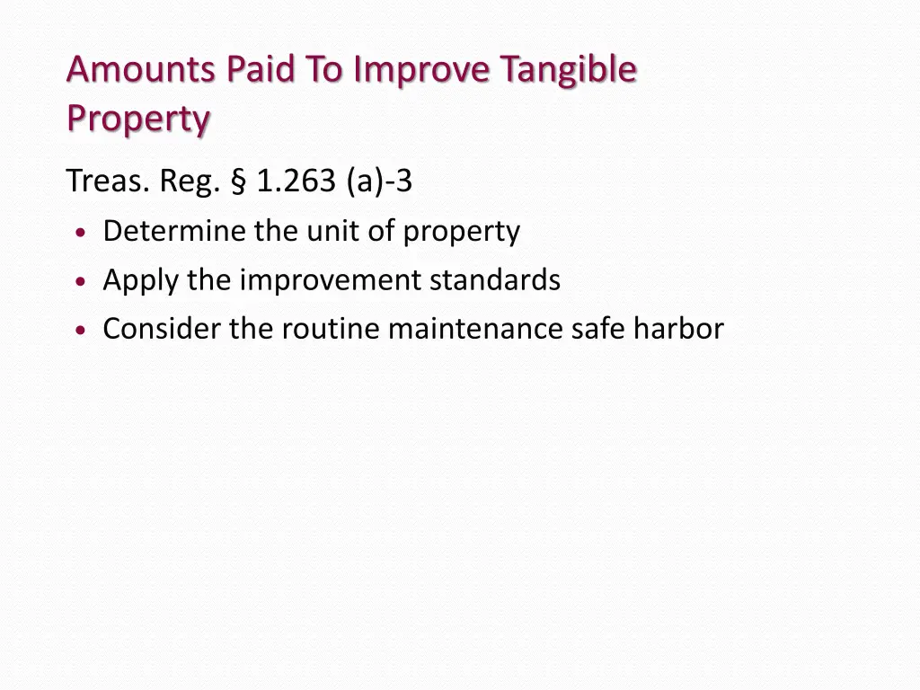 amounts paid to improve tangible property