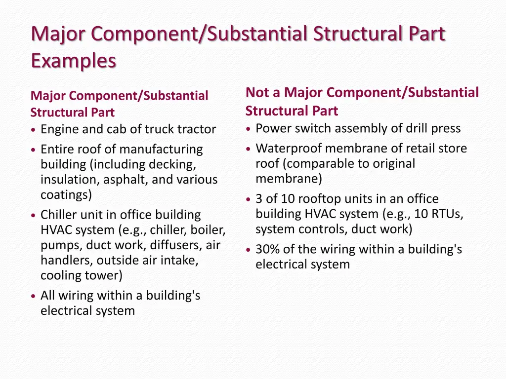 major component substantial structural part