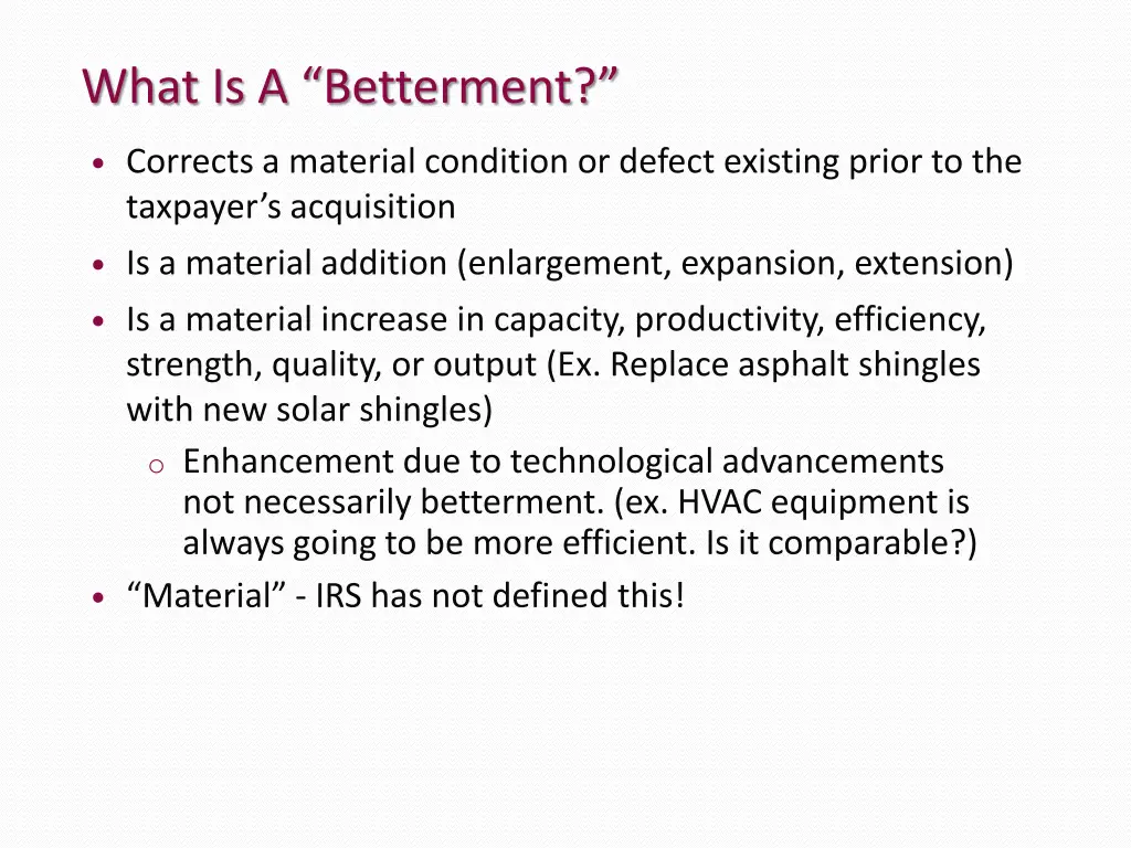 what is a betterment