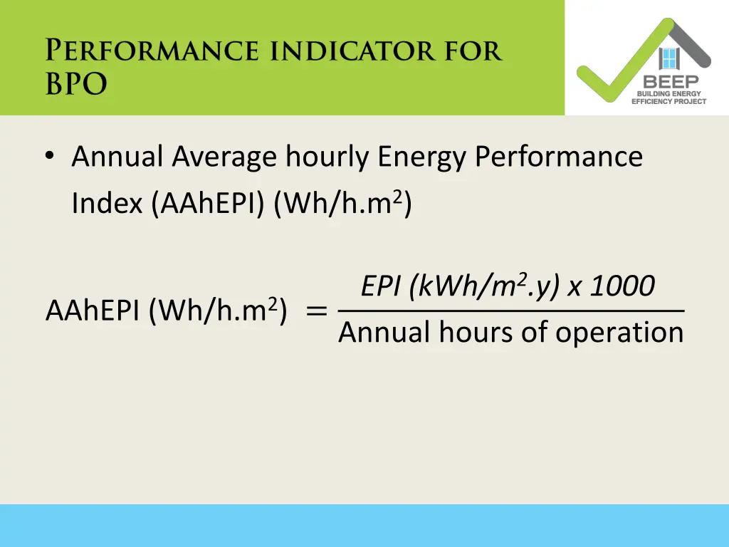 annual average hourly energy performance index