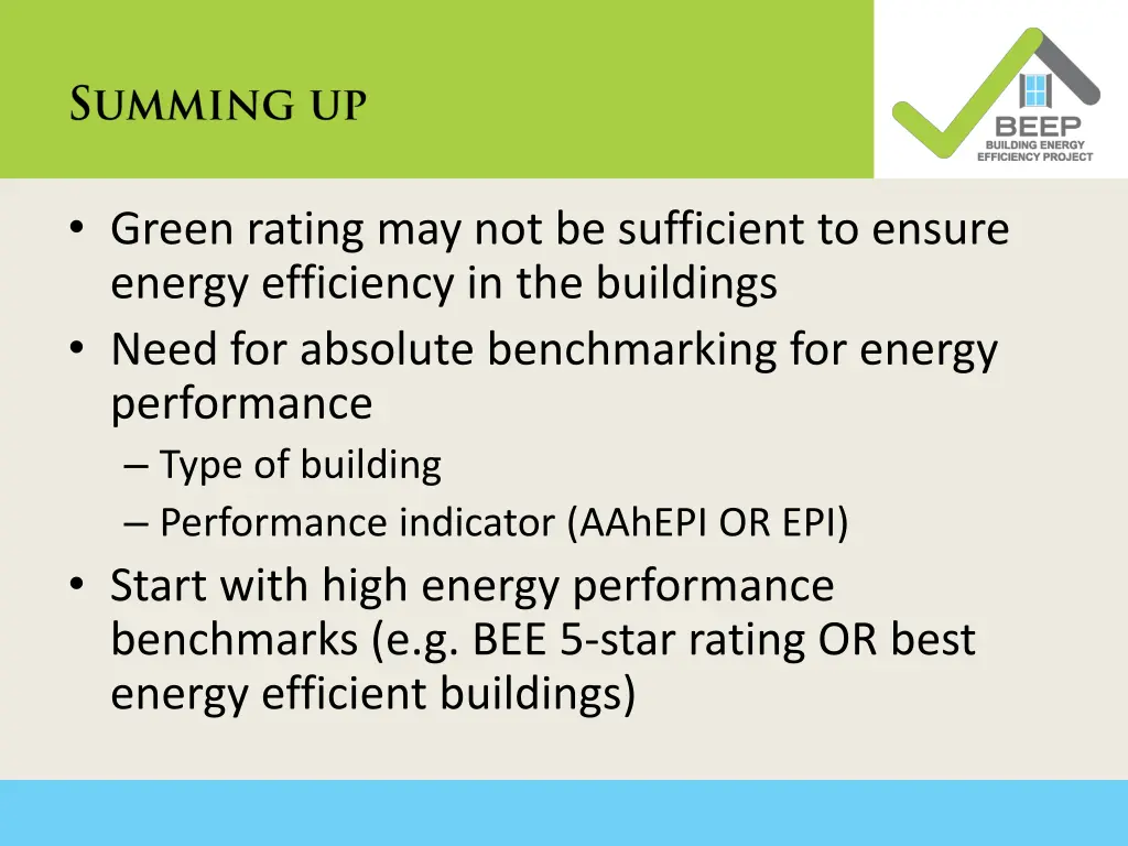 green rating may not be sufficient to ensure