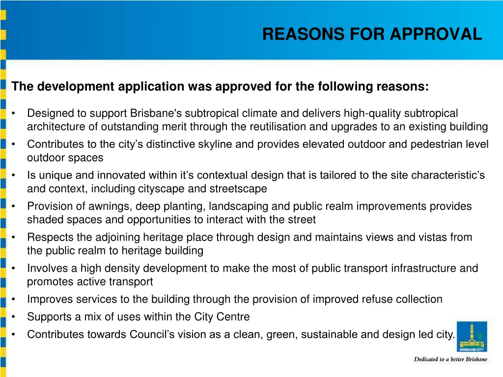 reasons for approval