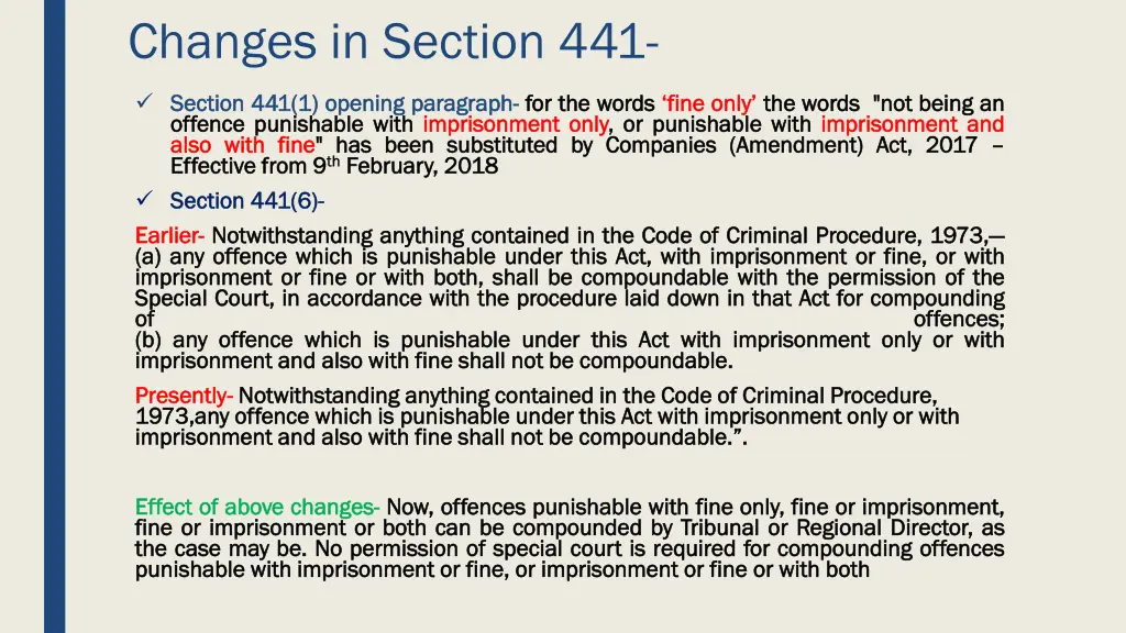 changes in section 441