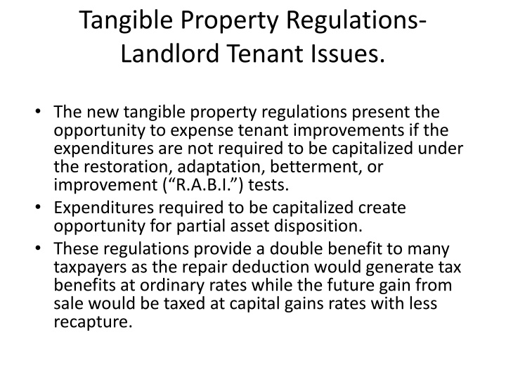 tangible property regulations landlord tenant