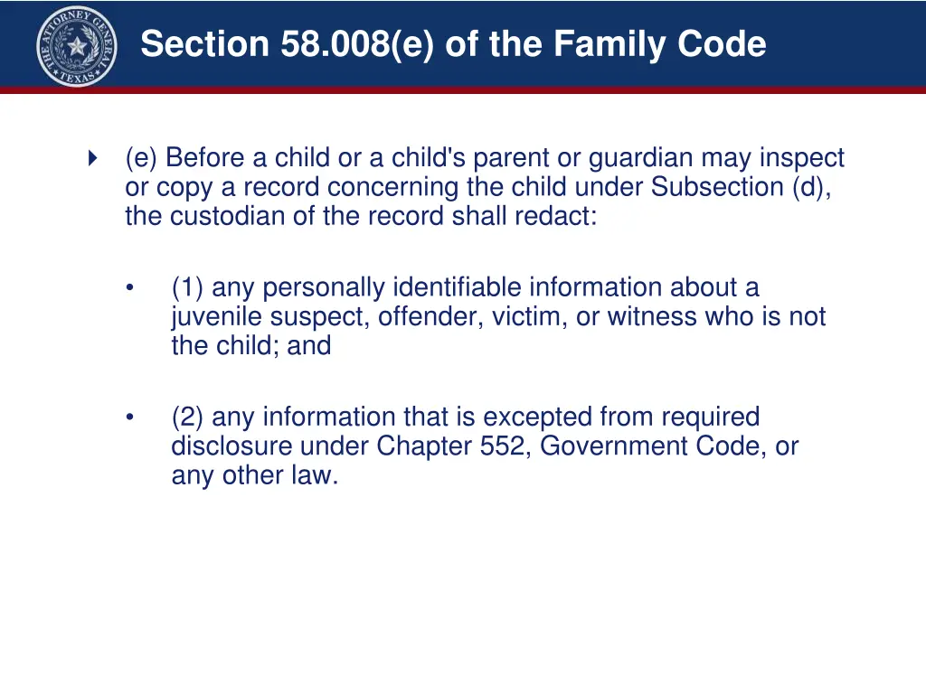 section 58 008 e of the family code