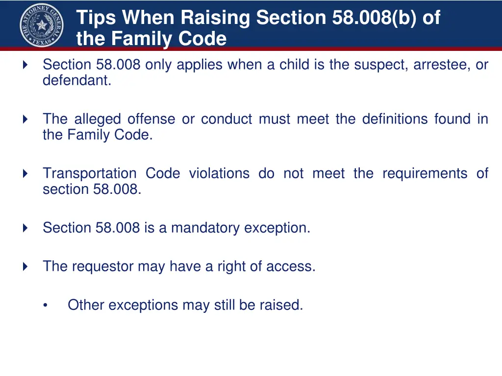 tips when raising section 58 008 b of the family