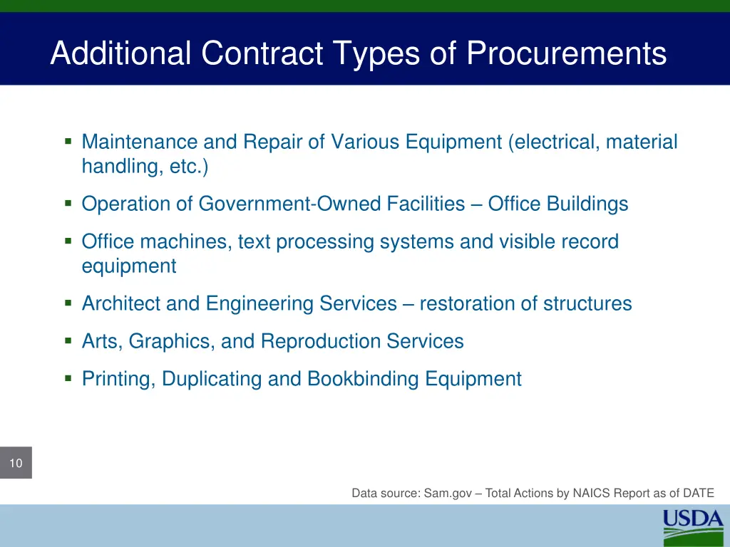 additional contract types of procurements