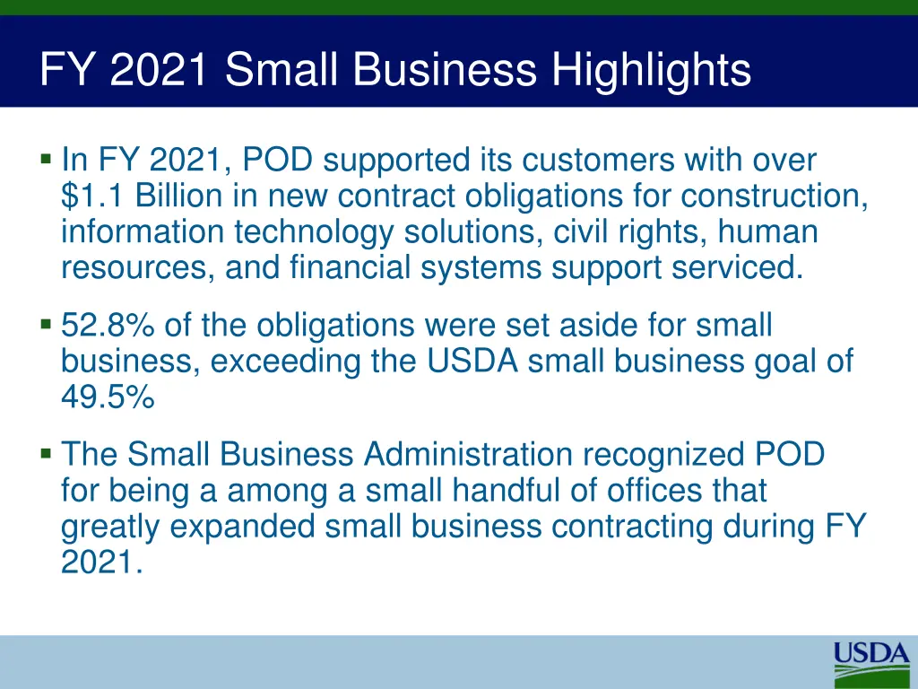 fy 2021 small business highlights