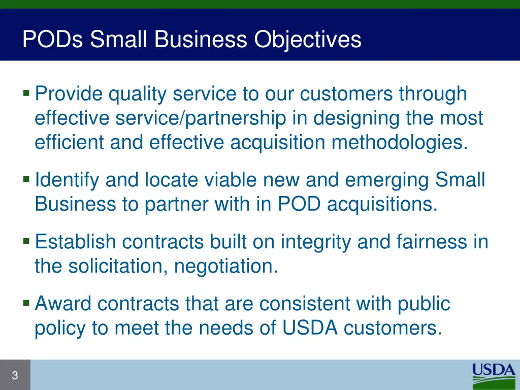 pods small business objectives