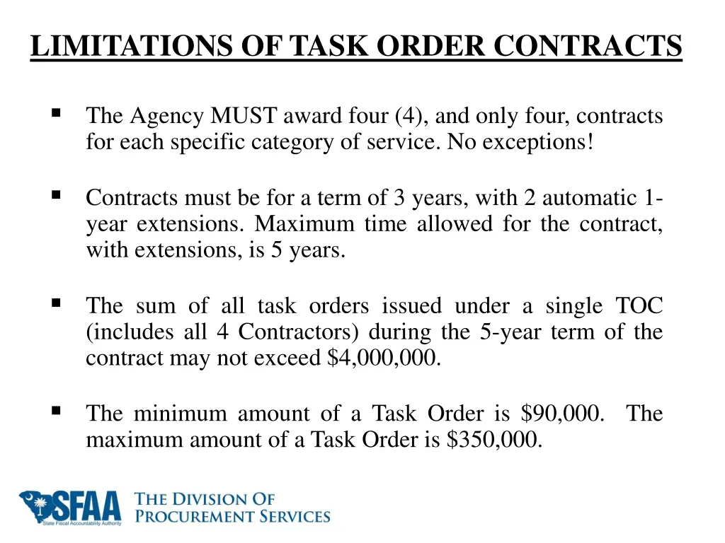 limitations of task order contracts