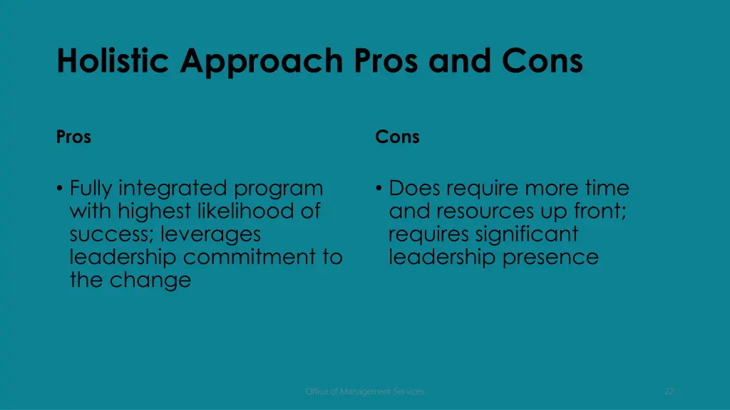 holistic approach pros and cons