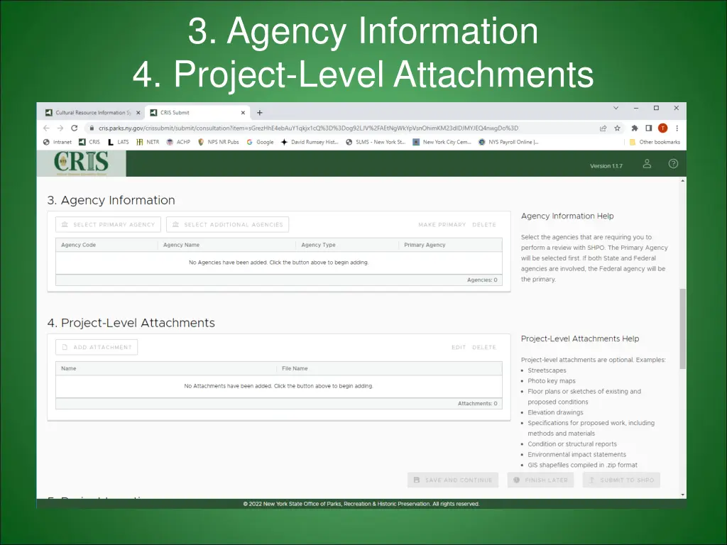 3 agency information 4 project level attachments