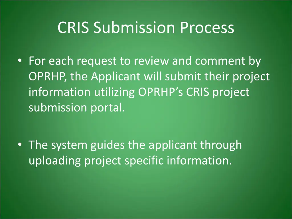 cris submission process