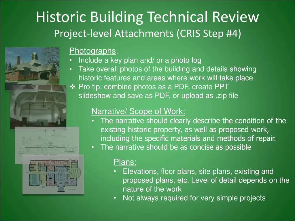 historic building technical review project level