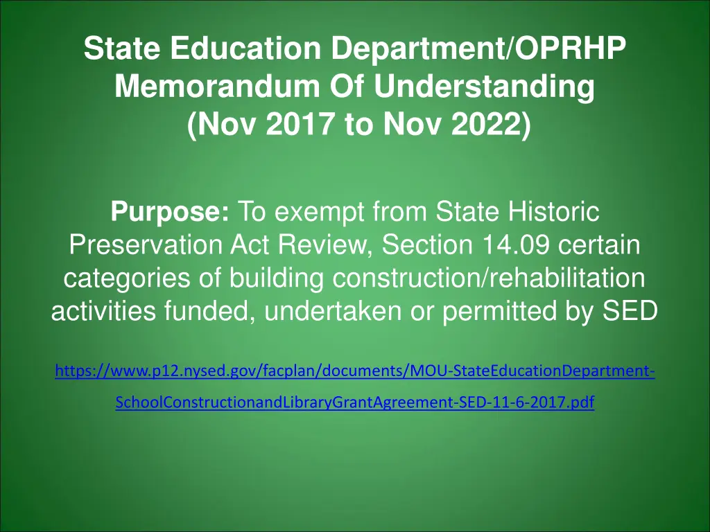 state education department oprhp memorandum