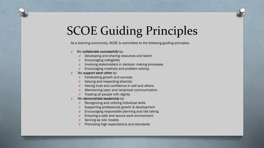 scoe guiding principles