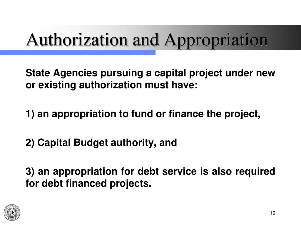 authorization and appropriation 1