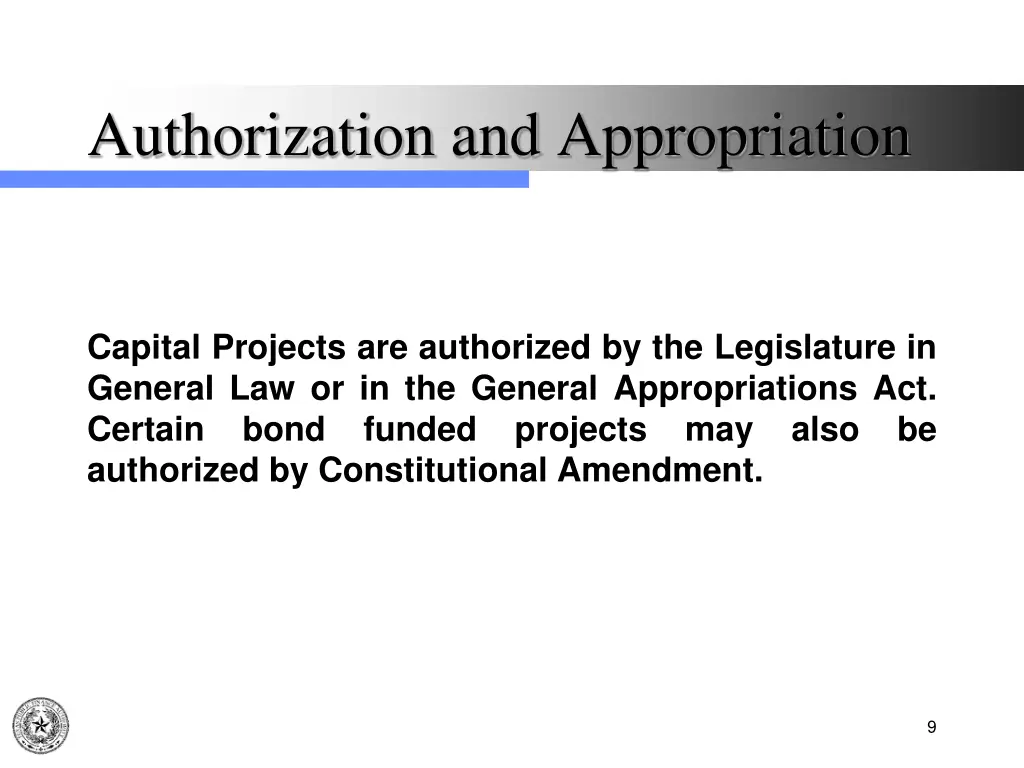 authorization and appropriation