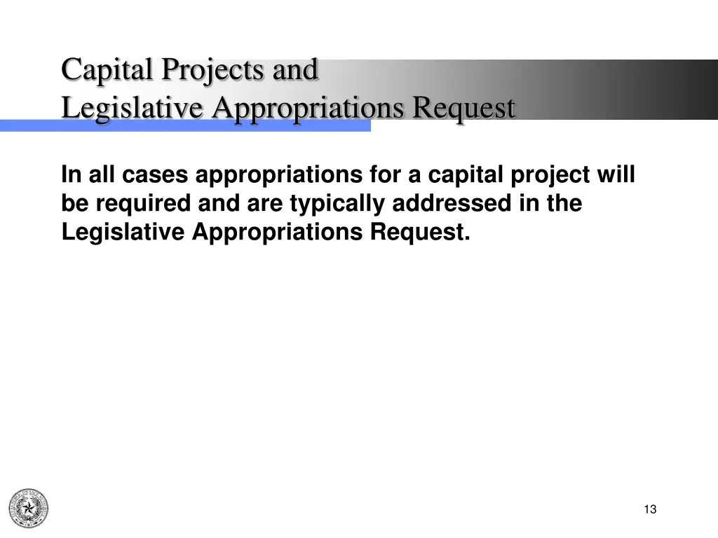 capital projects and legislative appropriations 1