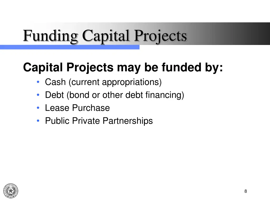 funding capital projects