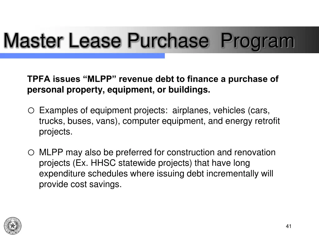 master lease purchase program