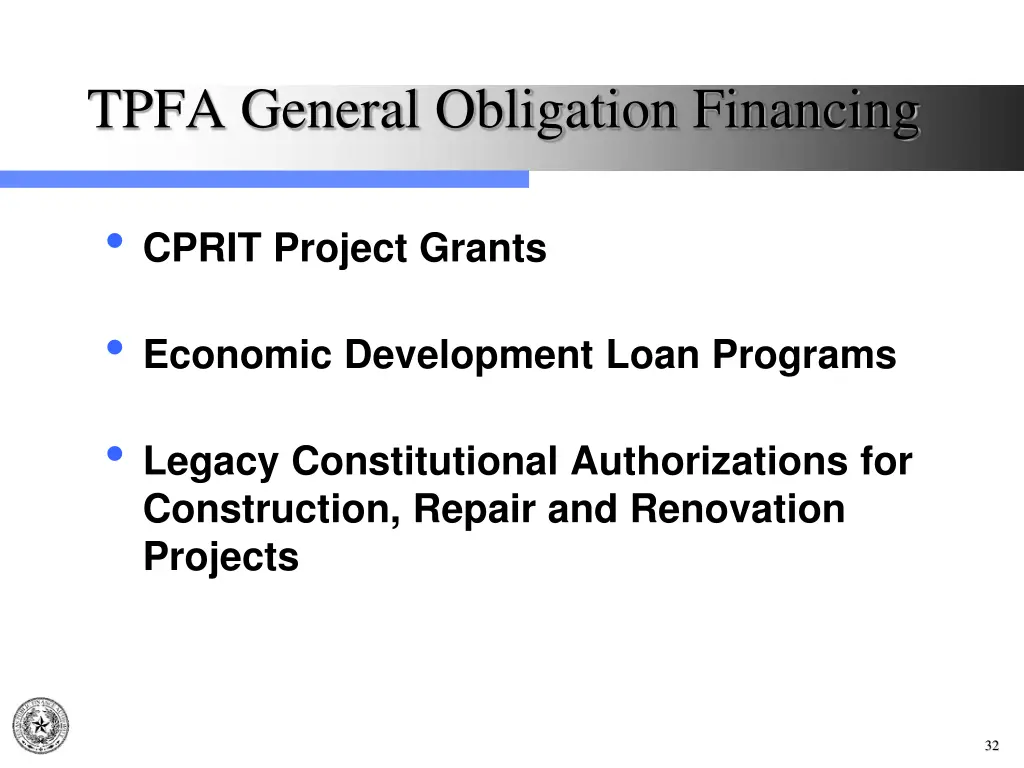 tpfa general obligation financing