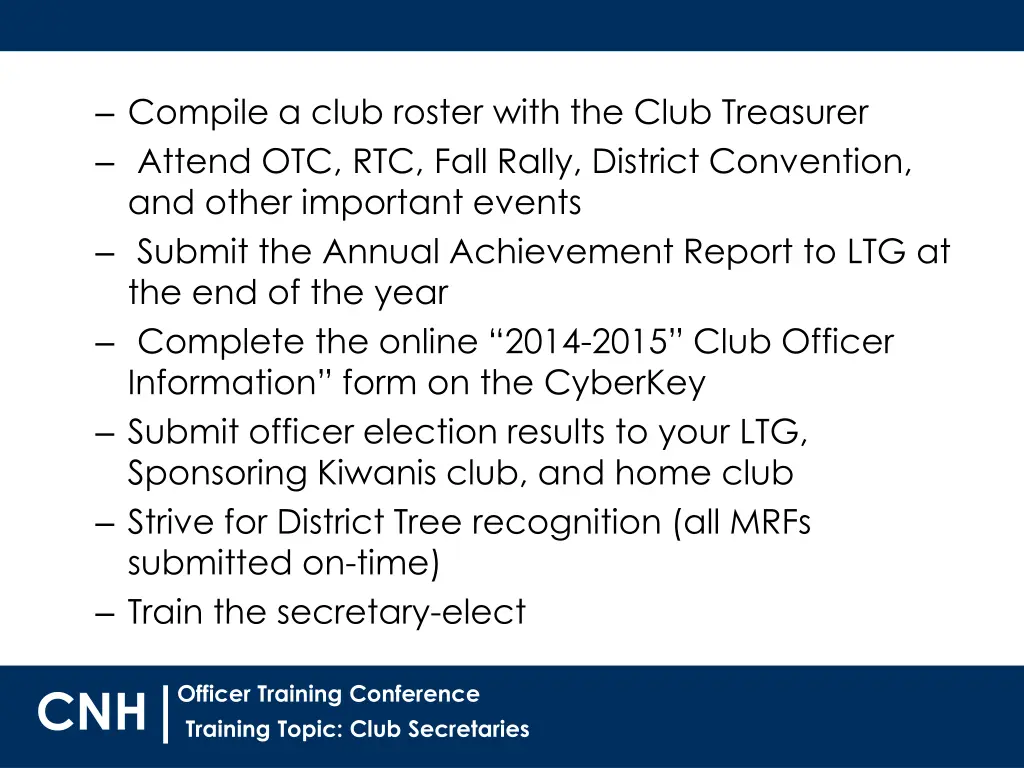 compile a club roster with the club treasurer