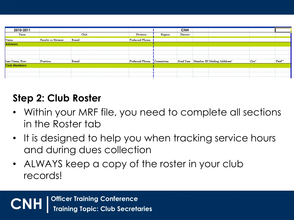 step 2 club roster within your mrf file you need