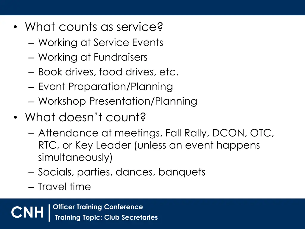 what counts as service working at service events