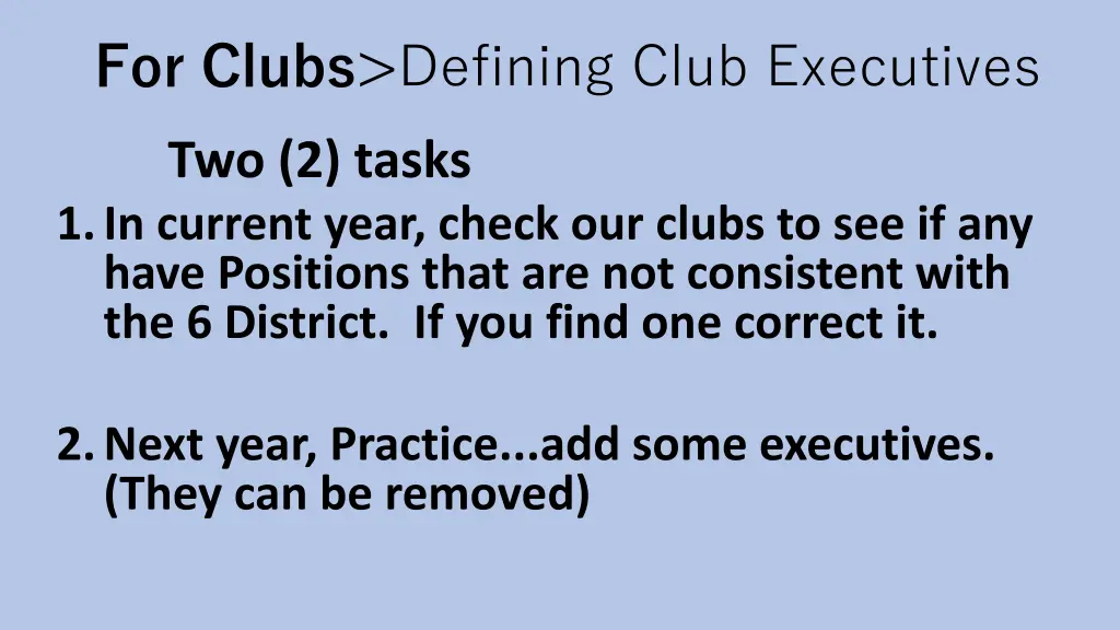 for clubs defining club executives