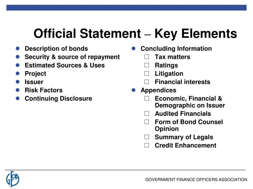 official statement key elements