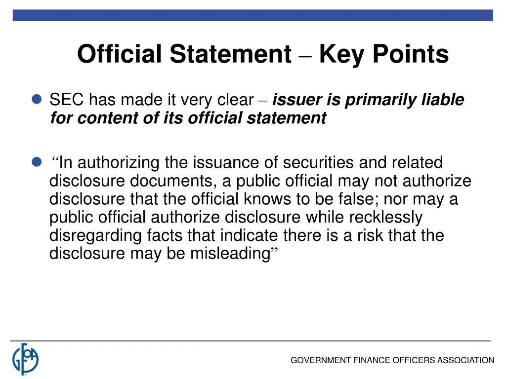 official statement key points