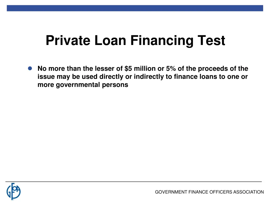 private loan financing test