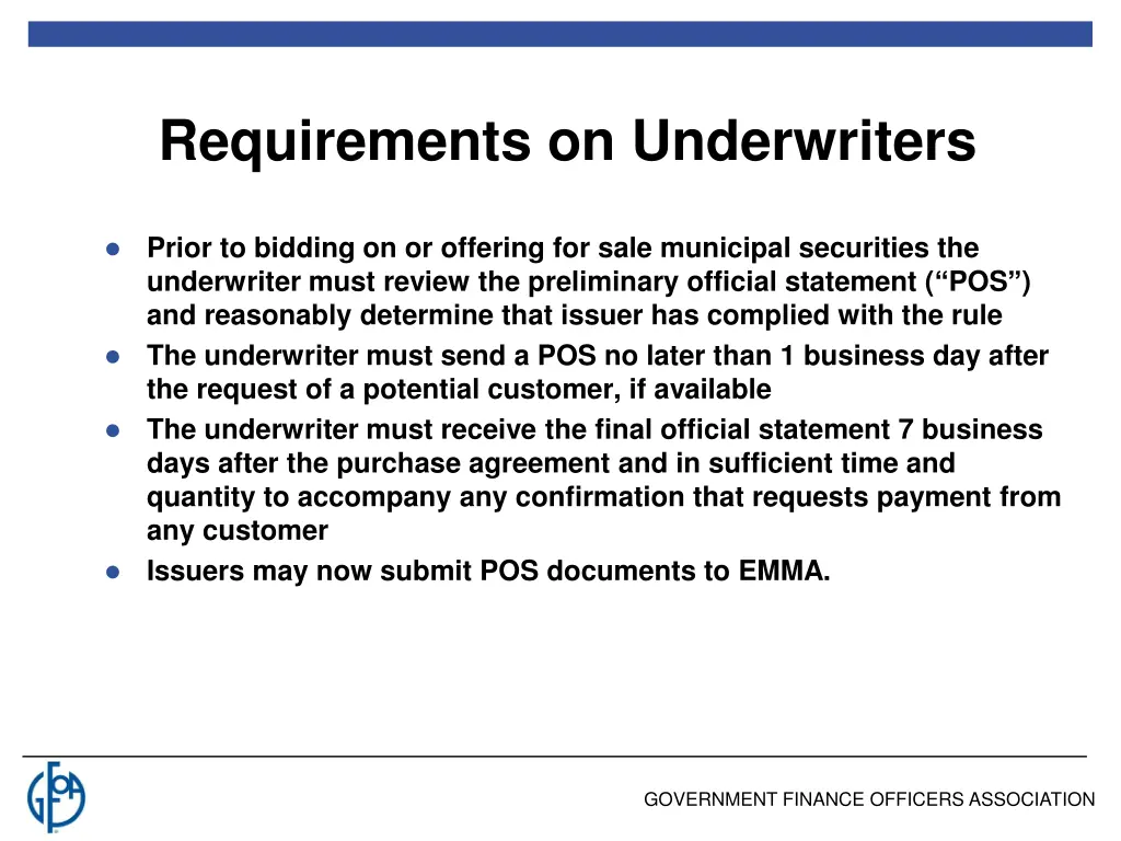 requirements on underwriters