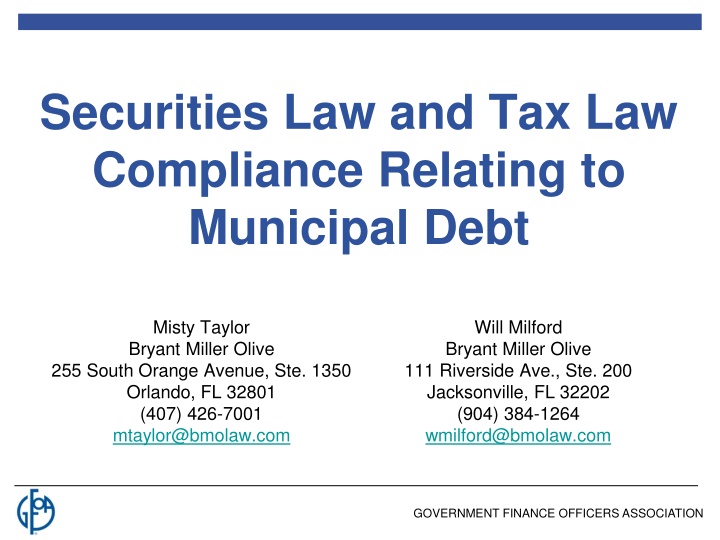 securities law and tax law compliance relating