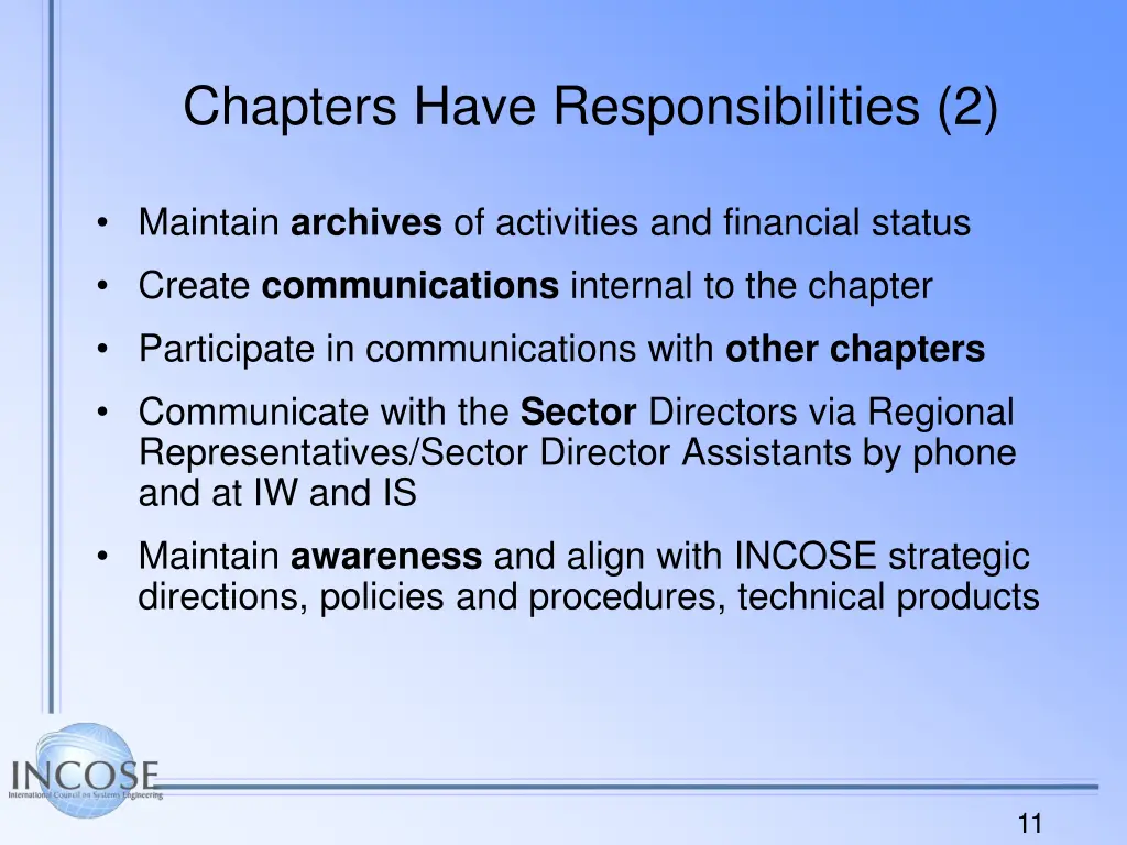 chapters have responsibilities 2