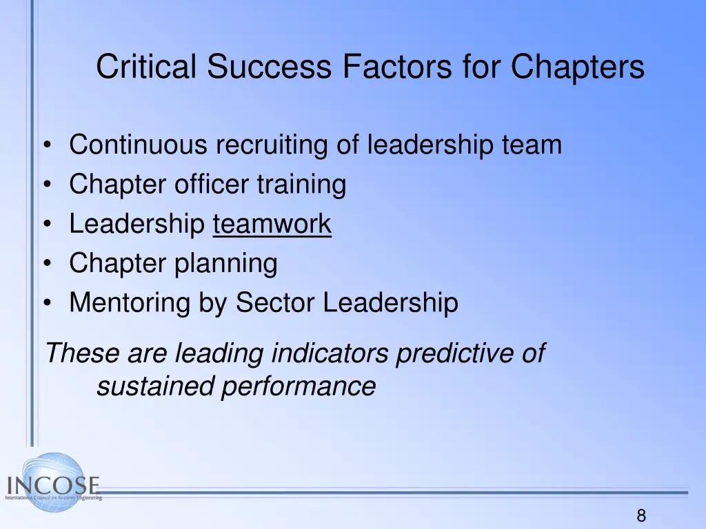 critical success factors for chapters