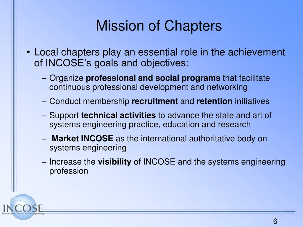 mission of chapters