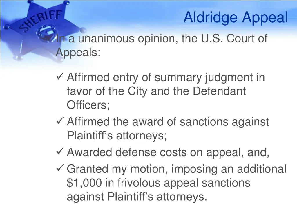 aldridge appeal