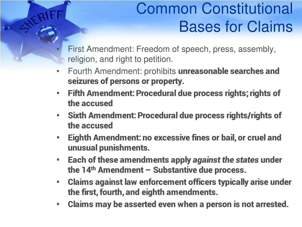 common constitutional bases for claims