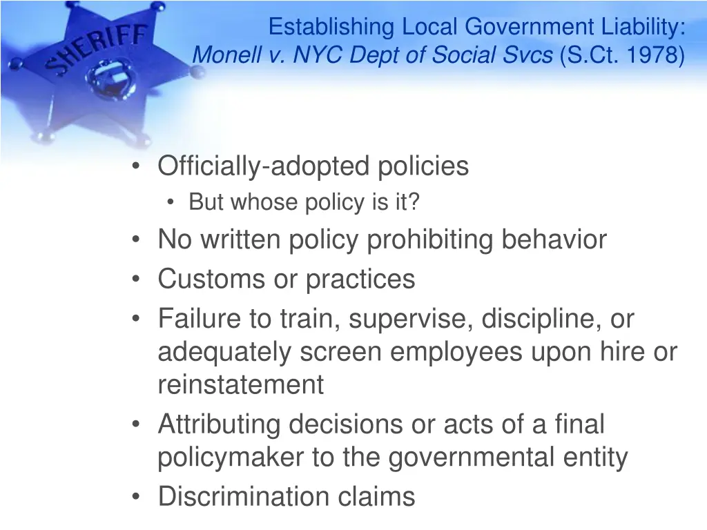 establishing local government liability monell