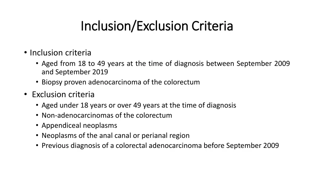 inclusion exclusion criteria inclusion exclusion