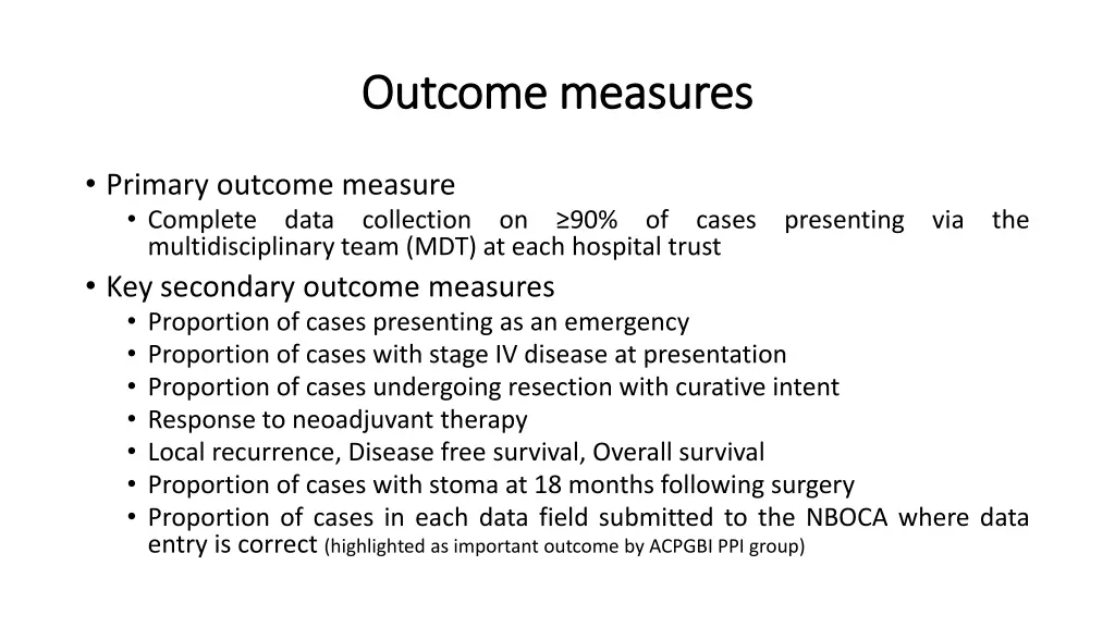 outcome measures outcome measures