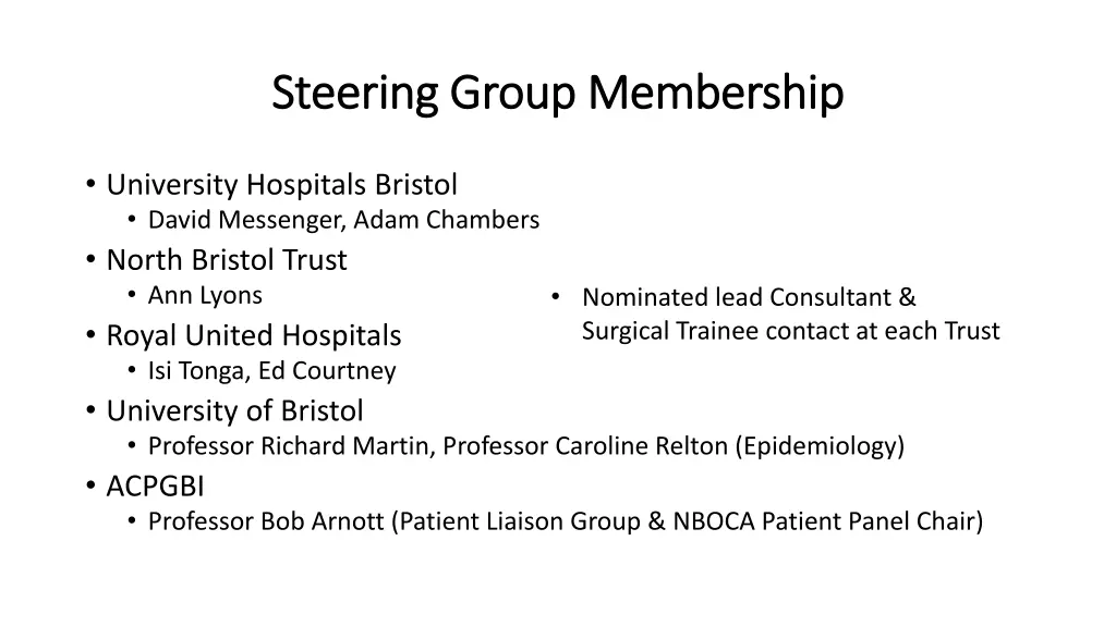 steering group membership steering group