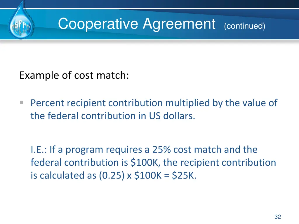 cooperative agreement continued