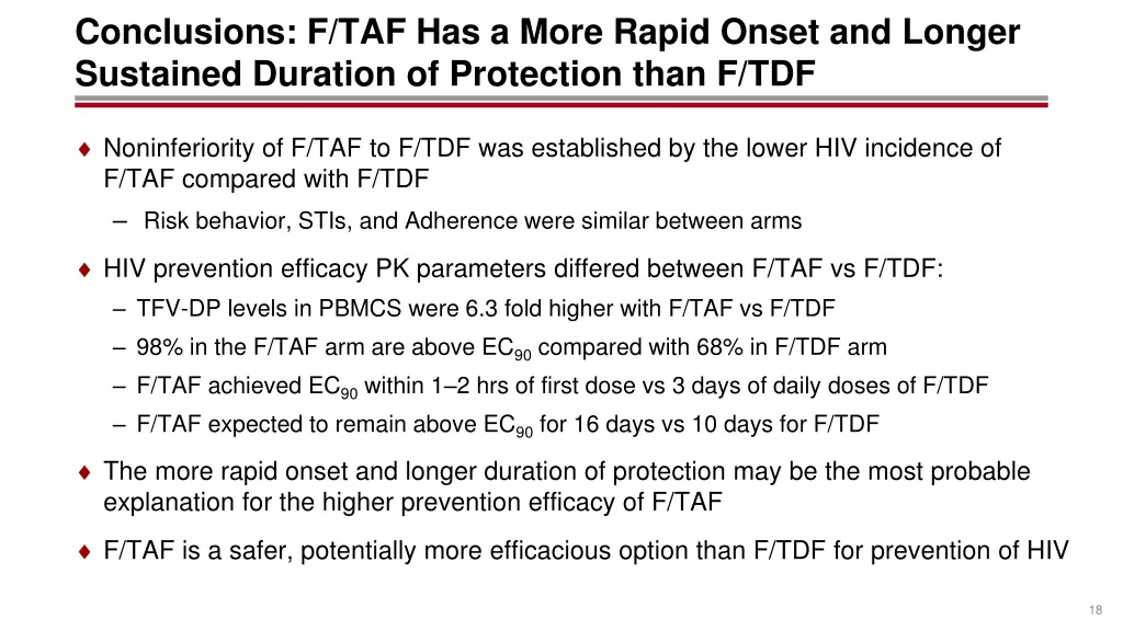 conclusions f taf has a more rapid onset