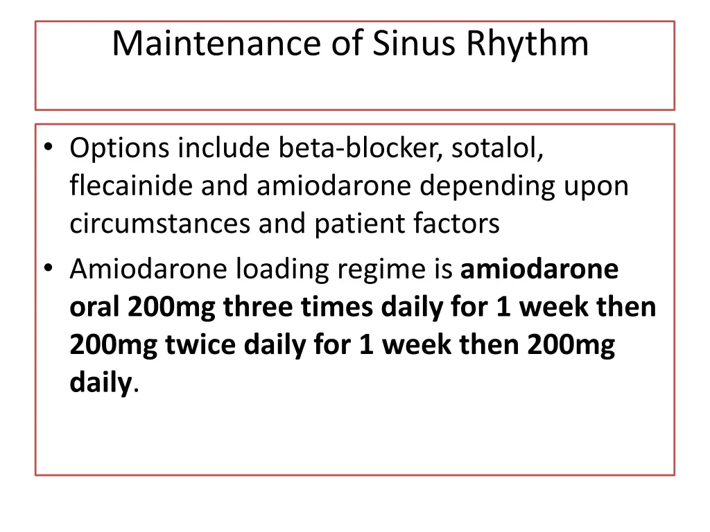 maintenance of sinus rhythm 1